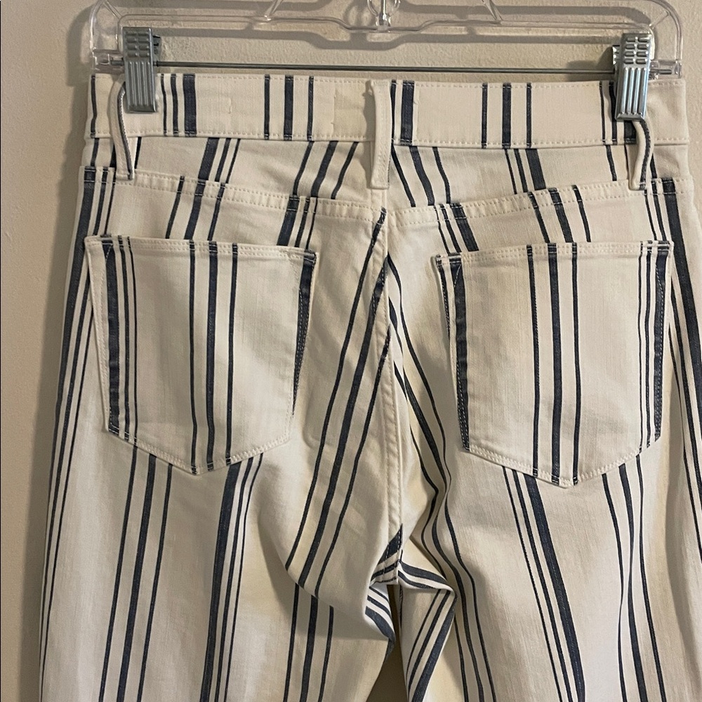 Frame‎ Le High Flare Jeans Women’s Size 26 High Rise Birkin Stripe White Blue - Picture 7 of 11